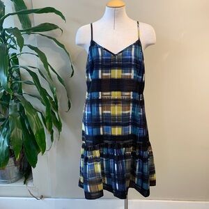 TRINA TURK Plaid Spaghetti Strap Dress